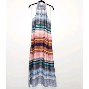 Waverly Grey Maxi Dress Women Size S Multicolor Halter Sleeveless Flowy Lined